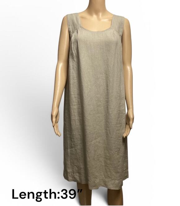 Click by color me cotton Dresses & Skirts - Click by Color Me Cotton Linen Sleeveless Shift Dress Beige Tan size L